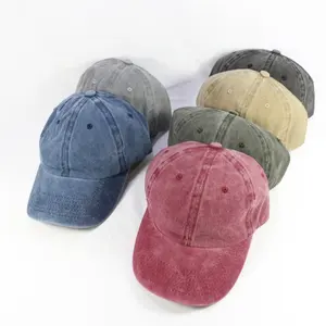 HZM-18177男性女性ウォッシュドツイルコットン野球帽ヴィンテージ調節可能な空白のお父さんの帽子
