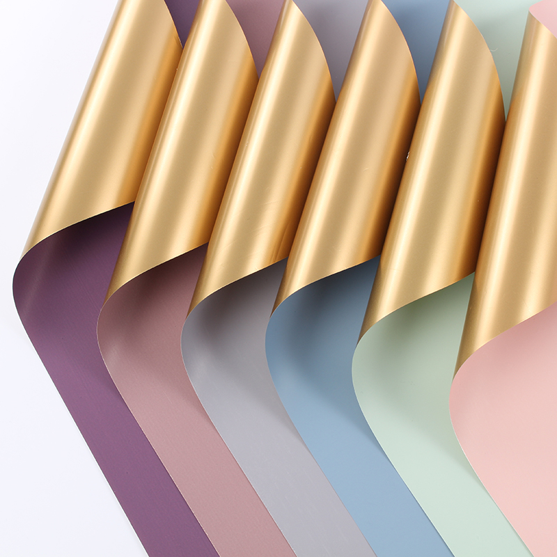 Оптовая продажа, двухсторонняя цветная Водонепроницаемая Цветочная упаковочная бумага, Корейская Золотая подарочная упаковочная бумага