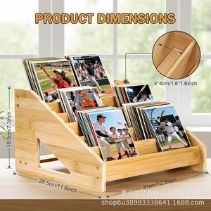 Wooden storage rack for cards and photos, multi-tiered shelf, photo frame, football photo display <b>stand</b>, greeting card display - Product Image 2