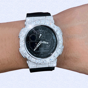 Nouvelle conception Montres pour hommes en argent 925 serties de moissanite VVS D, couvercle de lunette de montre personnalisé modifié pour GA100/GA110 - Product Image 5