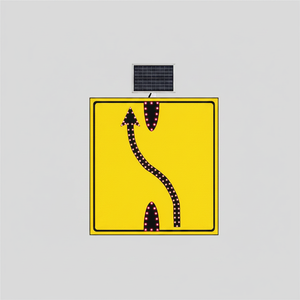 Señal de Tráfico Reflectante con Energía Solar de 110 x 120 cm, Flecha de Cambio de Carril de Derecha a Izquierda para Uso en Carreteras - Product Image 2