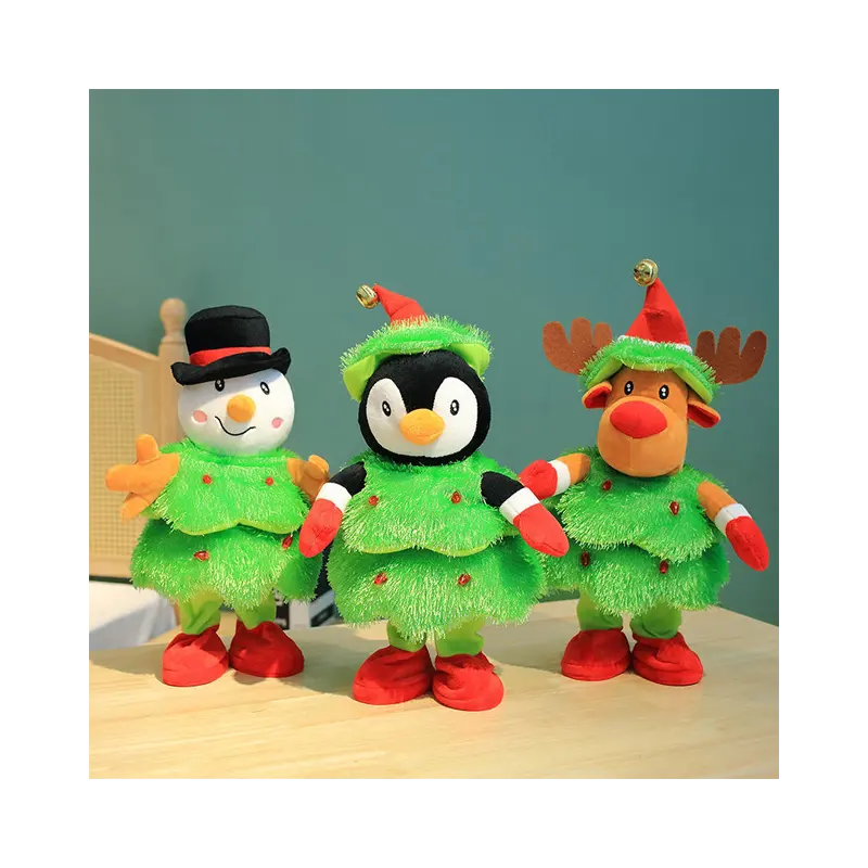 חשמלי עץ חג המולד ממולא בובת שירה ריקוד בעלי חיים קטיפה ילדי צעצועי קישוט מתנה