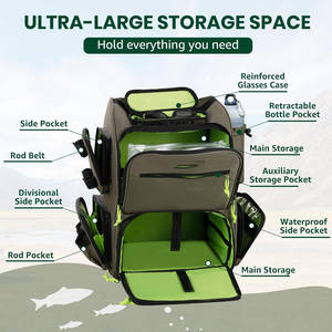 Free Sample Factory Stock 50L <b>Fishing</b> <b>Tackle</b> Backpack with Removable Bait Binder , Rod Holders Storage <b>Fishing</b> Gear Tactical Bag - Product Image 2