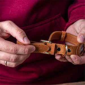 <span class=keywords><strong>Collar</strong></span> de Cuero Vacuno de Color Sólido Personalizado, Estilo Vintage, con Anillo Metálico para Mascotas, Perros y Gatos - Product Image 3