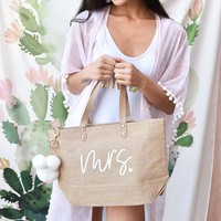 Sac de plage personnalisé de bonne qualité marron imperméable pour femmes accessoires de mariage prêt à expédier sac fourre-tout cadeau avec poignée en cuir