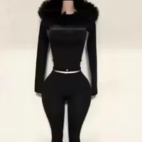 Ensemble sportif 2 pièces pour femme Y2K avec logo brodé, capuche en fourrure et veste Lightning, pantalon de jogging, printemps, ODM, XXS, Spandex/Coton