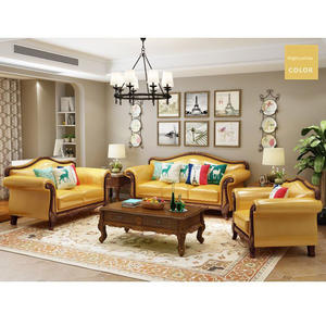 Set Sofa Kayu Solid Kulit Asli Mewah 6 Kursi <span class=keywords><strong>1</strong></span> 2 3 untuk Ruang Tamu Rumah Hotel Gaya Klasik Eropa Grosir - Product Image 5