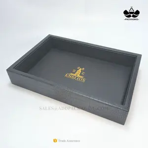Black Faux Crocodile Leather Custom Gold Foil Stamped Bangle Earring Jewelry Store Presentation Display Tray