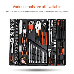 Clé à cliquet 1/2 pouce en acier au chrome-vanadium, tête réglable à dégagement rapide, ensemble d'outils de réparation automobile, 85 pièces - Product Image 5