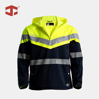Veste de travail à capuche haute visibilité JIADE, effet double couche, softshell confortable, grandes poches, sécurité routière, pour hommes