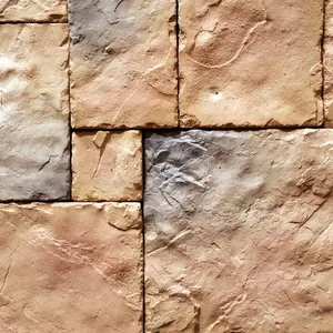 Ubin Dinding Eksterior Alami Batu Tumpuk Ubin Batu Dinding Dalam Karat Warna Langkan Batu Veneer