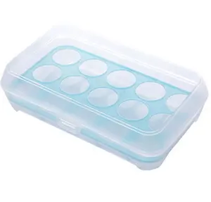 Kitchen Portable Plastic Egg Storage Tray Box Anti-breaking 15 Grids Egg Holder Container