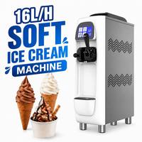 Efficiënte 18L/u zachte ijsmachine GQ-F16 roestvrij staal enkelvoudige kop automatische soft serve machine met hopperkoeling