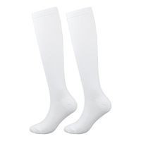 Chaussettes de compression sportives pour femmes, montantes, rayées, séchage rapide, respirantes, absorbant la transpiration, avec bordure en Spandex/Nylon, style preppy amusant