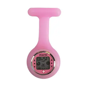 Custom Different 16 Colors Silicone Handing Doctor Nurse Watch 12/24hours Daily Waterproof Clip Digital Nurse Watches