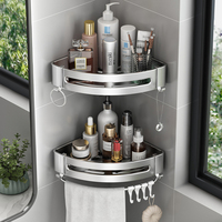 Étagère d'angle de douche en acier à fixation sans perçage, style industriel, 60 cm, sans perçage, 2 pièces, à poser au-dessus des toilettes