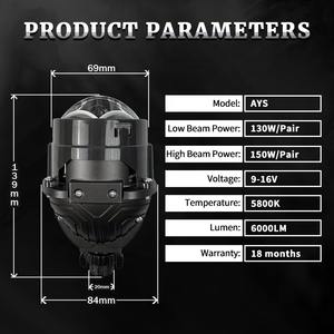 हाई ल्यूमेन 2.5 इंच की एलईडी हेडलाइट 150w डुअल लेजर लाइट सुपर-डिबेयर लाइट सुपर अस्वीकृति - Product Image 5