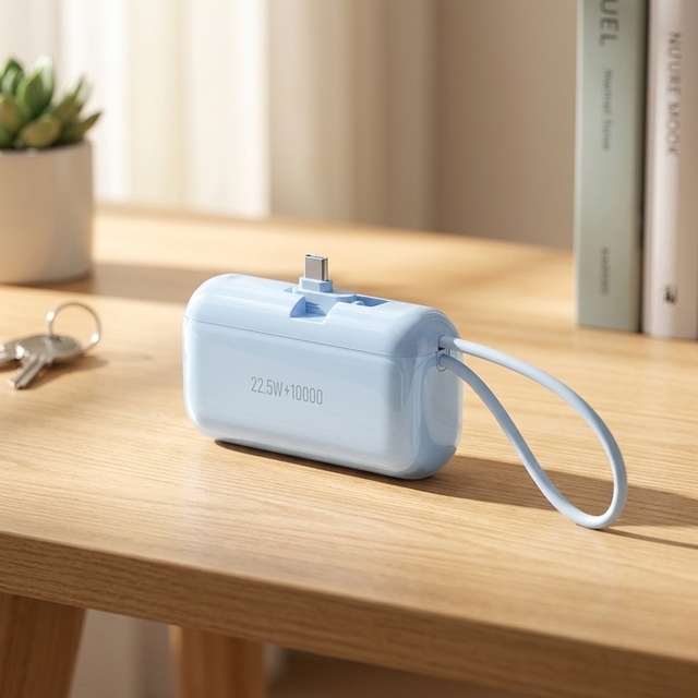 Portable Real capacity 10000mah Mini Capsule power bank built-in cables Rechargeable PD22.5W fast charging with LED display