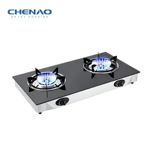 Tempered Glass Family Gas Cooker Brass 2 Range Gas Stove