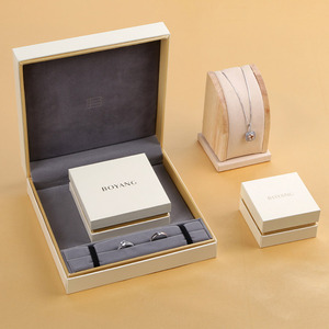 Boîte cadeau de luxe beige personnalisée pour ensemble de bijoux (collier et bague) - Vente en gros Boyang - Product Image 4