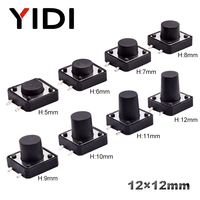 12x12 Micro Momentáneo SMD Interruptor táctil Panel SMT PCB On-Off Botón táctil de 4 pines Interruptor táctil 5 6 7 8 9 10 11 12mm de altura