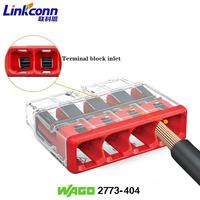 Bloc de jonction à 4 broches Connexion rapide 450V 32A Wagos 2773-404 Connecteur PUSH WIRE Conducteur Convient aux fils monobrin 2,5 mm
