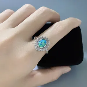 Anillo de joyería de plata pura estilo infinito clásico con piedra turquesa natural y piedra grande regalo perfecto para boda