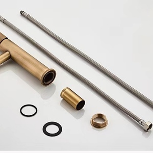 Robinet de lavabo antique en laiton à trou unique, chaud et froid, pour meuble de salle de bain - Product Image 2