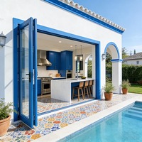 Porte pliante en aluminium à double vitrage, design moderne EBON, pour balcon extérieur, villa, patio, usage commercial, thermique