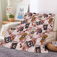 Selimut Flanel Fleece Ramah Kulit dengan Cetakan Kopi Barat Grosir, Selimut Dekorasi Cetak Kustom untuk Rumah dan Berkemah