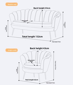 Nordic Modern Style Velvet Fabric Petal Double Sofa <strong>Small</strong> Apartment Living Room <strong>Bedroom</strong> Internet Celebrity Shop Lazy Sofa <strong>Chair</strong> - Product Image 4