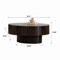 Table basse ovale moderne à cannelures, plateau en bois massif, table centrale minimaliste pour salon, style nordique, table d'appoint à profil bas