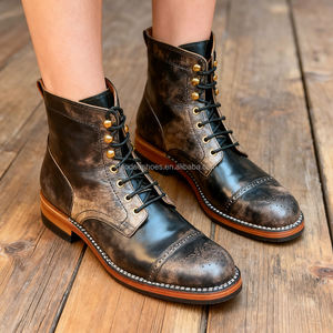 Sepatu Chelsea Pria Kulit Asli Lapisan Dalam Kulit Tinggi Setinggi Mata Kaki Bernapas Anti Selip Sol Goodyear Penambah Tinggi 2025 - Product Image 6