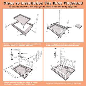 Dayanıklı kuş oyun parkı spor <span class=keywords><strong>stand</strong></span>ı Perches besleme fincan salıncak merdiveni tepsi Lovebirds papağanlar için 45x37x26 CM - Product Image 5