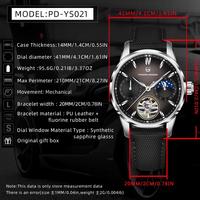 Montre mécanique automatique Pagani Design PD-YS021 en cuir PU, chronographe lumineux, étanche, phase de lune, montre mécanique pour homme