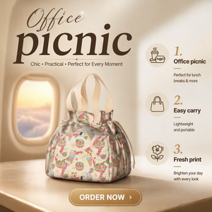Sac à déjeuner imprimé <span class=keywords><strong>Hawaïen</strong></span> Poke Bowl, motif Kawaii Spam Musubi, sac isotherme pour voyage - Product Image 5
