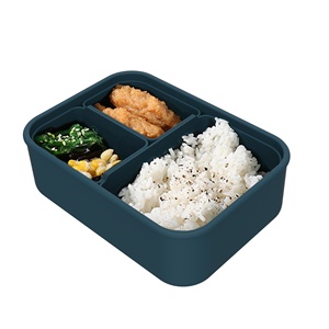 Multi-functional Sealed Heatable 1000ml Food Container Silicone 3-Chamber Bento <b>Box</b> Adult and Children <b>Lunch</b> <b>Box</b> - Product Image 6