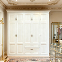 Armoire en bois massif blanc, corps en okoumé, contreplaqué peint, forme américaine, rangement pour vêtements, meubles de chambre à coucher