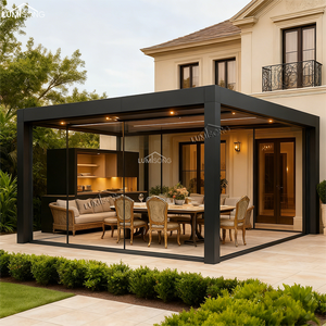 Pergola di Lusso in Alluminio con Porte Scorrevoli in <span class=keywords><strong>Vetro</strong></span>, LED Motorizzate, Impermeabili, Ecologiche, Controllo Intelligente per Esterni e Giardino - Product Image 3