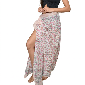 Pareo de Playa 100% Algodón para Mujer, Falda con Estampado Artesanal, Ligero, con Logotipo en la Cintura, para Cubrir el Traje de Baño, Ropa de Resort, Venta al por Mayor - Product Image 1