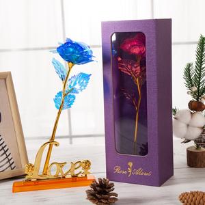 <span class=keywords><strong>24K</strong></span> rosso della rosa di plastica stelo lungo rosa immerso in oro con scatola regalo migliore regalo per san valentino della madre anniversario - Product Image 5