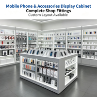Vitrine murale moderne pour téléphones portables avec éclairage LED, présentoir d'accessoires numériques, en MDF sur mesure