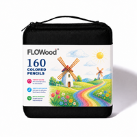 FLOWood Windmill Garden, ensemble de 160 crayons de couleur à base d'huile, crayons de dessin pour artistes avec sac en toile portable à fermeture éclair