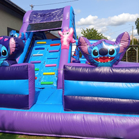 Parcours d'obstacles gonflable commercial Lilo et S Titch Carton Kid Jumping Castle avec toboggan Combo Bouncy Castle House Playground