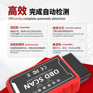 <span class=keywords><strong>Scanner</strong></span> OBD2 WiFi ELM327 PIC18F25K80 V1.5 rouge <span class=keywords><strong>pour</strong></span> <span class=keywords><strong>iPhone</strong></span> IOS compatible Torque Pro, dongle OBDII, outil de suppression des codes de panne de voiture - Product Image 6