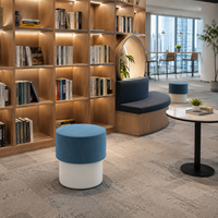 Pouf ottoman cylindrique en tissu tricoté contrastant, tabouret de salon personnalisable, sièges de réception pour hall d'hôtel commercial, fournisseur OEM
