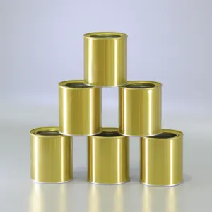 Wholesale 1L 4L Mini Empty Round Metal Paint Tin Cans With Plain Lid Small Gold Lacquered Paint Tins