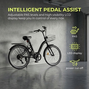 Vélo électrique de ville 36V de haute qualité pour adultes, cadre en acier au carbone, double frein V, moteur de moyeu arrière, vélo/cycle électrique intelligent - Product Image 2