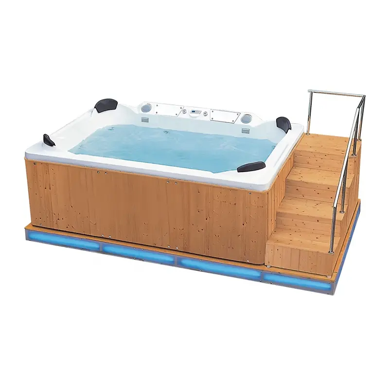 Extérieur 4 personnes Bain chaud tube grand SPA en bois autoportant baignoire de massage K-8980B