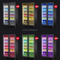 Réfrigérateur-congélateur commercial MUXUE à température unique réglable pour bière, avec 2 portes vitrées et éclairage LED coloré, refroidisseur de boissons